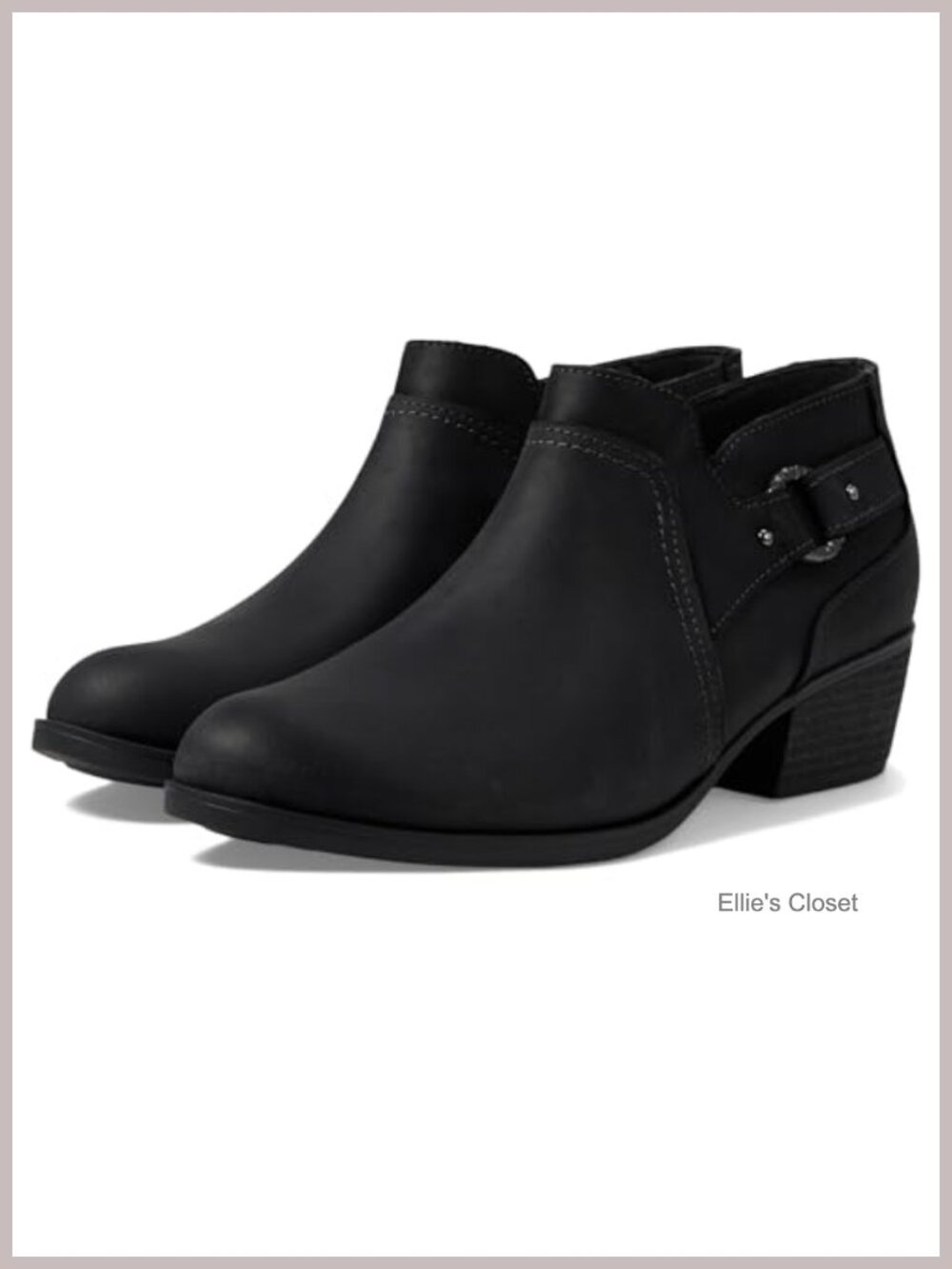 Clarks Ankle Bootie with Stacked Block Heel and Side Zip